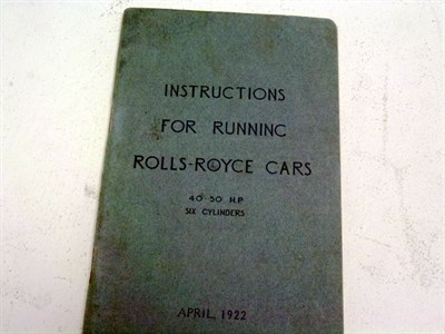 Lot 123 - Rolls-Royce 40-50HP Instruction Book