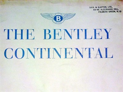 Lot 133 - 1955 Bentley Continental R-Type Sales Brochure
