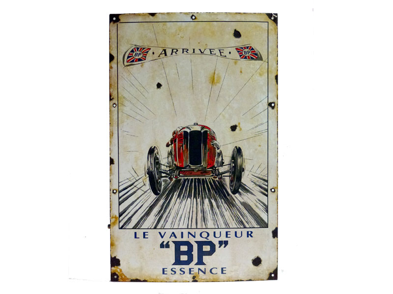Lot 28 - 'Le Vainquer' BP Pictorial Enamel Sign