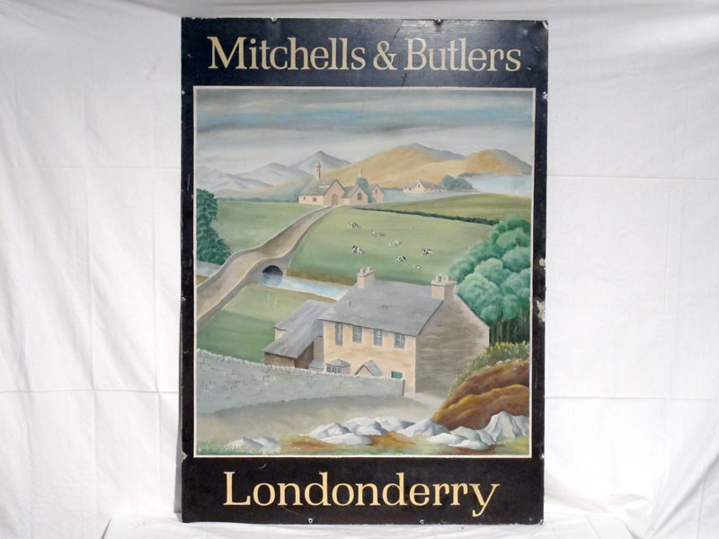 Lot 12 - 'Mitchells & Butlers , Londonderry' Large-Format Pictorial Brewery Metal Advertising Sign (R)