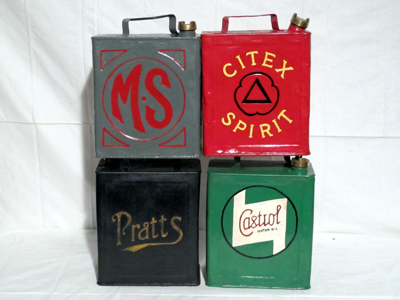 Lot 14 - Four Restored 2-Gallon Petrol Cans (R)