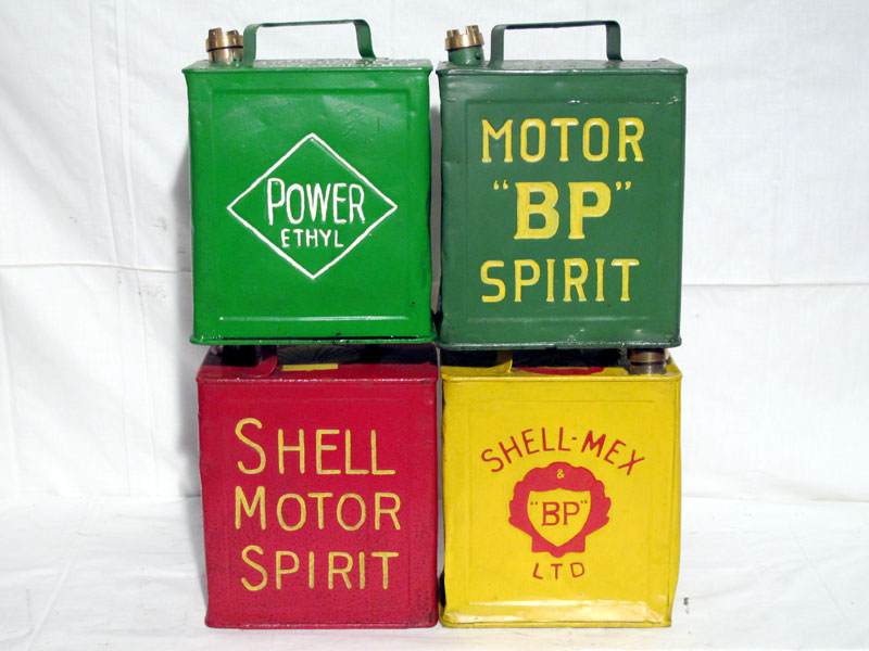 Lot 15 - Four Restored 2-Gallon Petrol Cans (R)