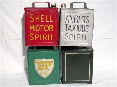 Lot 20 - Four Restored 2-Gallon Petrol Cans (R)