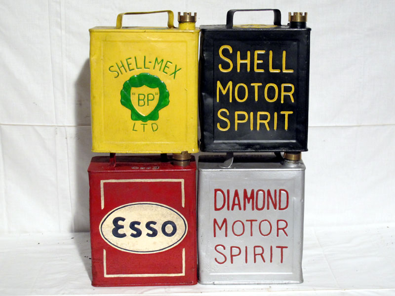 Lot 22 - Four Restored 2-Gallon Petrol Cans (R)