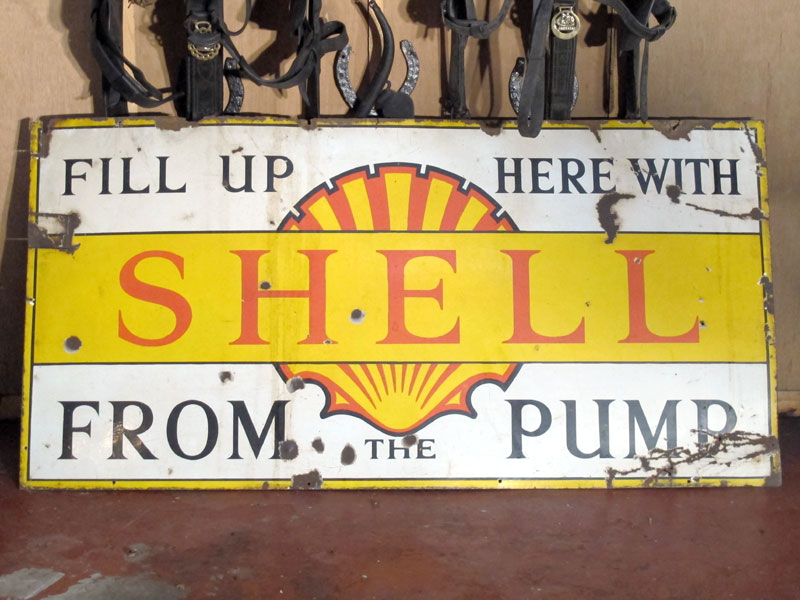 Lot 34 - 'Shell From the Pump' Large-Format Early Shell Enamel Advertising Sign (R)