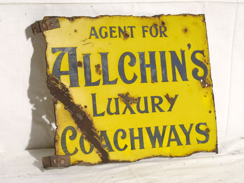 Lot 42 - 'Allchin's Luxury Coachways' Enamel Advertising Sign (R)