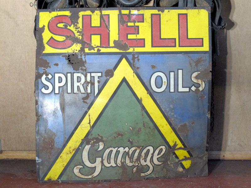 Lot 51 - 'Shell Spirit, Oils, Garage' Large-Format Enamel Advertising Sign (R)