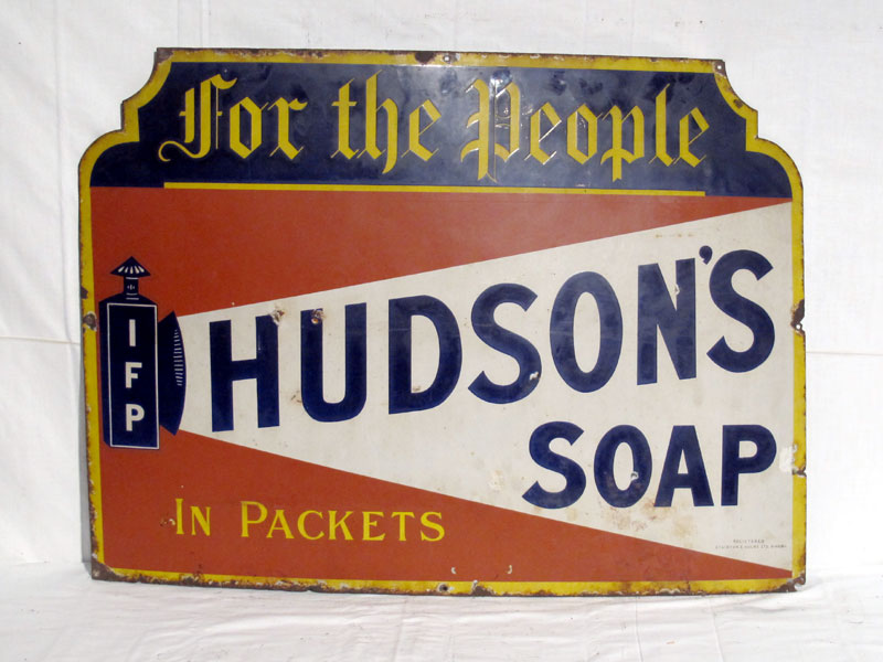 Lot 56 - 'Hudson's Soap' Pictorial Enamel Advertising Sign (R)
