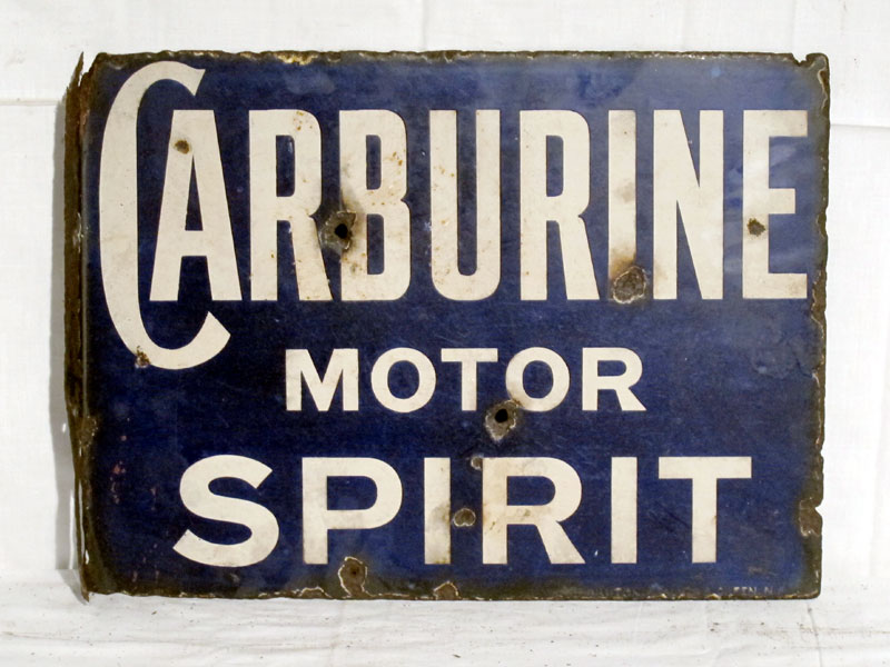 Lot 58 - 'Carburine Motor Spirit' Enamel Advertising Sign (R)