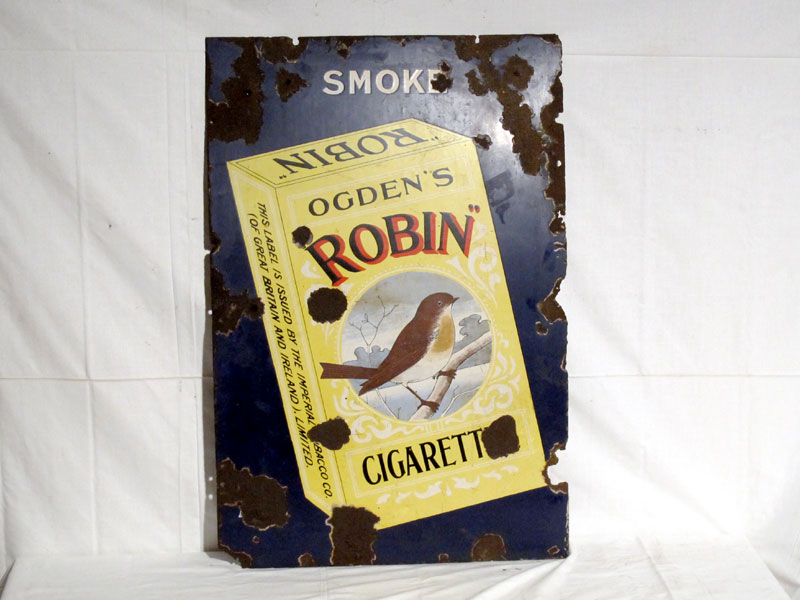 Lot 70 - 'Smoke Ogden's Robin Cigarettes' Enamel Advertising Sign (R)