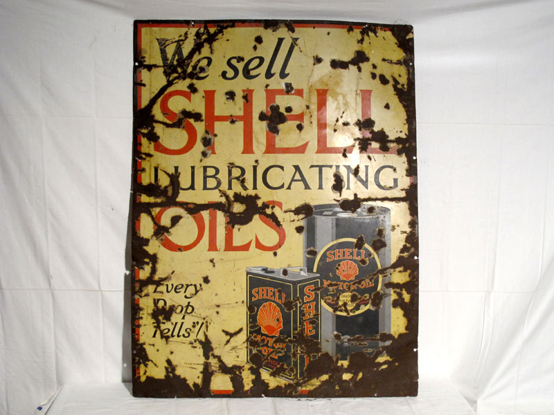 Lot 74 - 'We Sell Shell Lubricating Oils' Enamel Advertising Sign (R)