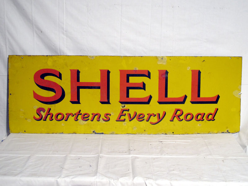 Lot 81 - 'Shell Shortens Every Road' Enamel Advertising Sign (R)