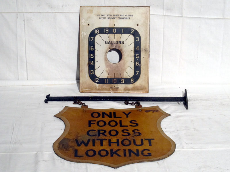 Lot 89 - 'Only Fools Cross Without Looking' Hanging Shield-Shaped Tin Sign (R)