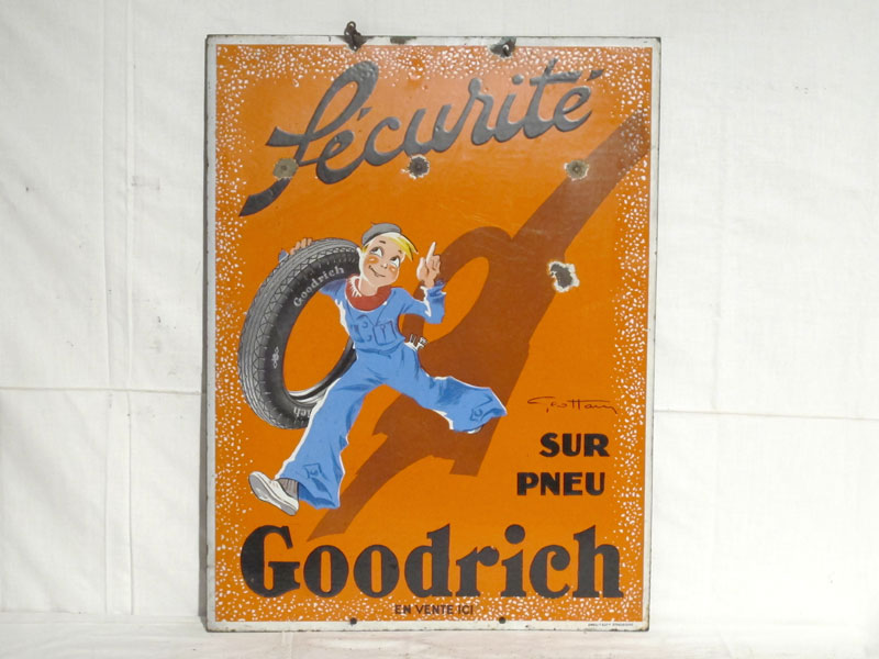 Lot 92 - 'Goodrich Tires' Securite Enamel Sign (R)