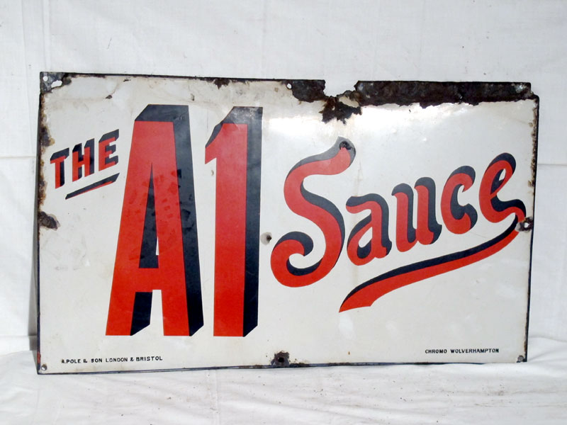 Lot 93 - 'A1 Sauce' Enamel Advertising Sign (R)