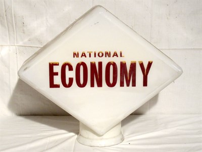 Lot 107 - 'National Economy' Glass Petrol Pump Globe (R)