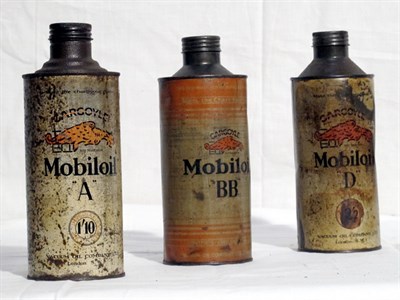 Lot 119 - 'Mobiloil' Quart-Capacity Cylindrical Tins (R)