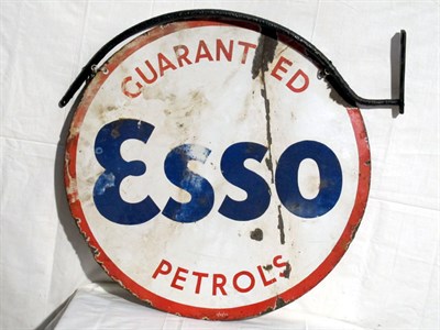Lot 129 - 'Esso Guaranteed' Double-Sided Enamel Advertising Sign (R)