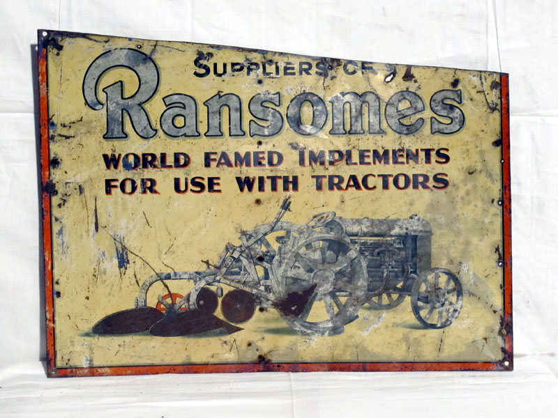 Lot 7 - 'Ransomes Implements For Tractors' Pictorial Tin Advertising Sign