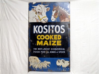 Lot 8 - 'Kositos Cooked Maize' Enamel Advertising Sign