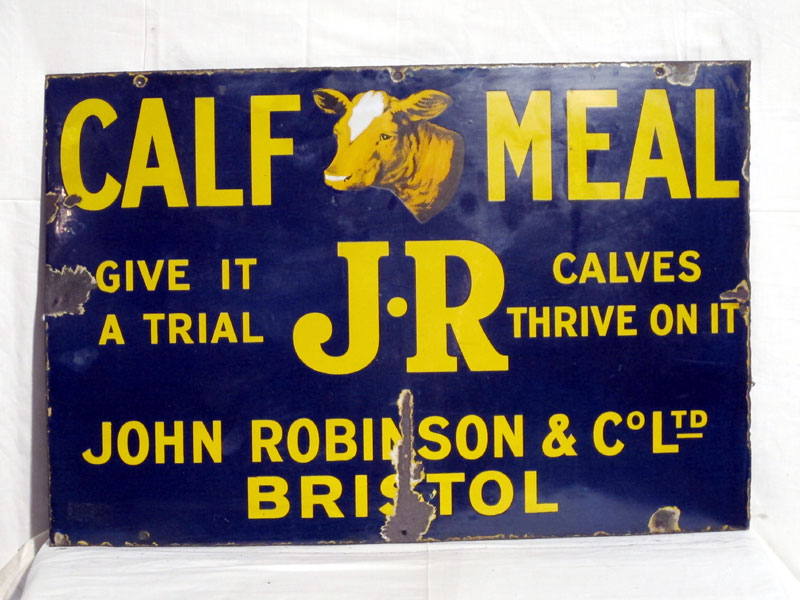 Lot 9 - 'J.R. Calf Meal' Enamel Advertising Sign