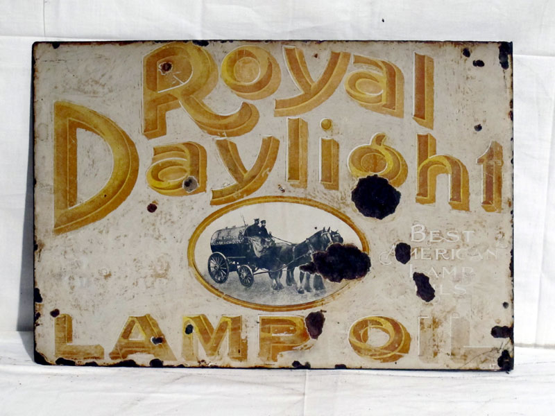 Lot 20 - 'Royal Daylight Lamp Oil' Enamel Advertising Sign