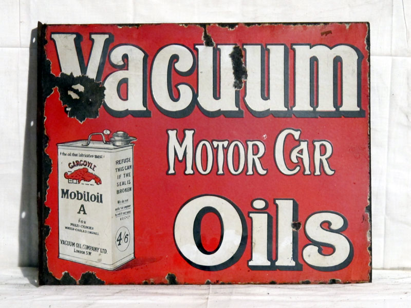 Lot 42 - 'Mobiloil Vacuum Motor Car Oils' Enamel Advertising Sign