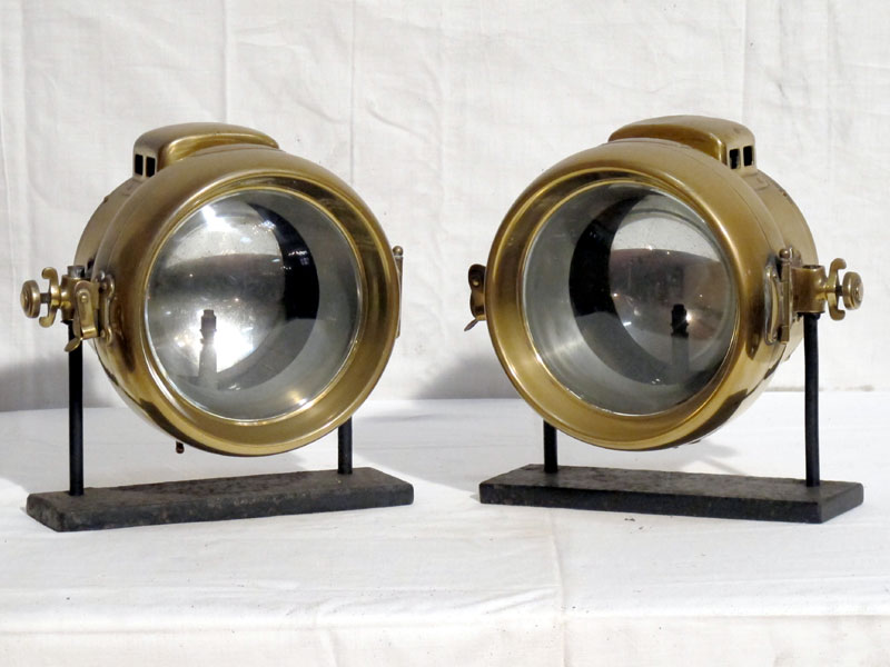 Lot 44 - Pair of 'Powell & Hammer' Brass Headlamps