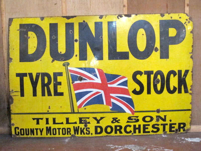 Lot 46 - 'Dunlop Tyre Stock' Enamel Advertising Sign