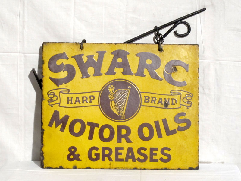 Lot 48 - 'Swarc Harp Brand Motor Oil' Enamel Advertising Sign