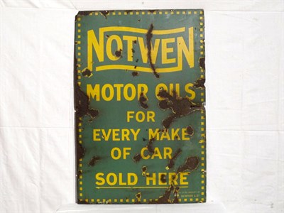 Lot 52 - 'Notwen Motor Oils' Enamel Advertising Sign