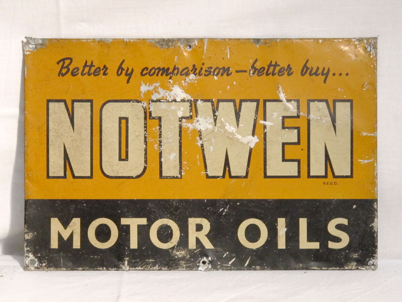 Lot 64 - 'Notwen Motor Oils' Tin Advertising Sign