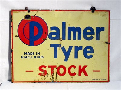 Lot 68 - 'Palmer Tyre Stock' Enamel Advertising Sign