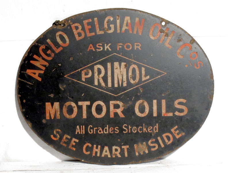 Lot 92 - 'Primol (Anglo Belgium Oil Co.)' Enamel Advertising Sign