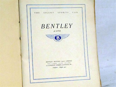 Lot 110 - Pre-War Bentley Sales Brochure