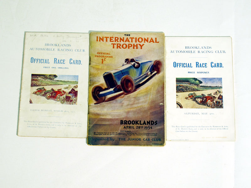 Lot 1 - Three Brooklands Race Cards