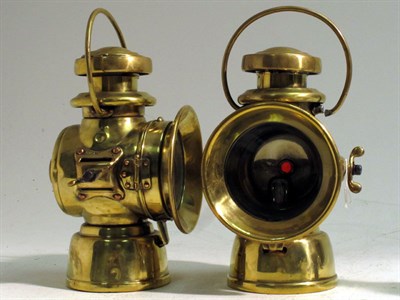 Lot 193 - A Pair of Brass Lucas Side Lamps