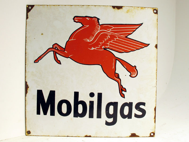 Lot 71 - A 'Mobil Gas' Pictorial Enamel Advertising Sign