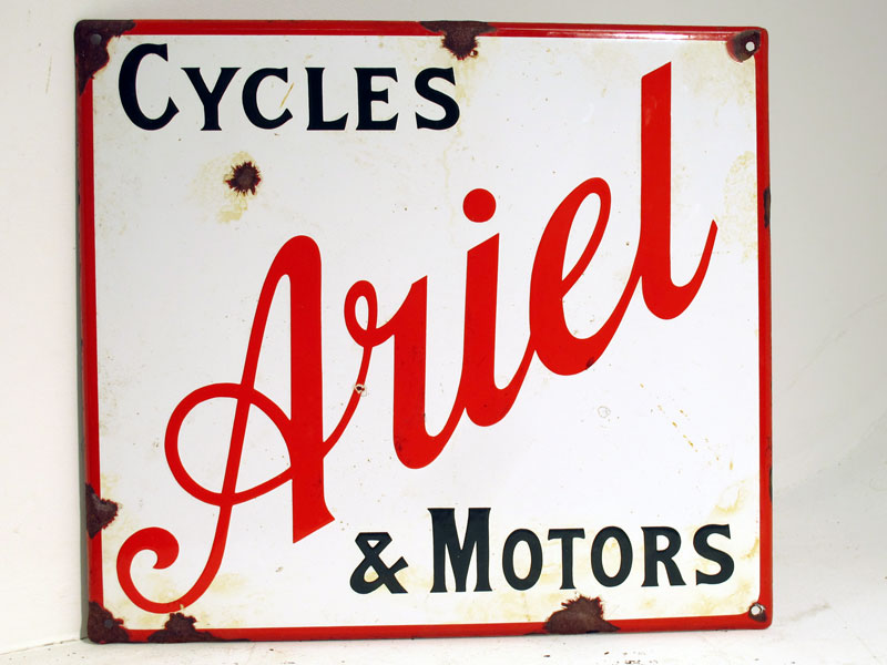 Lot 82 - An Ariel 'Cycles and Motors' Enamel Sign