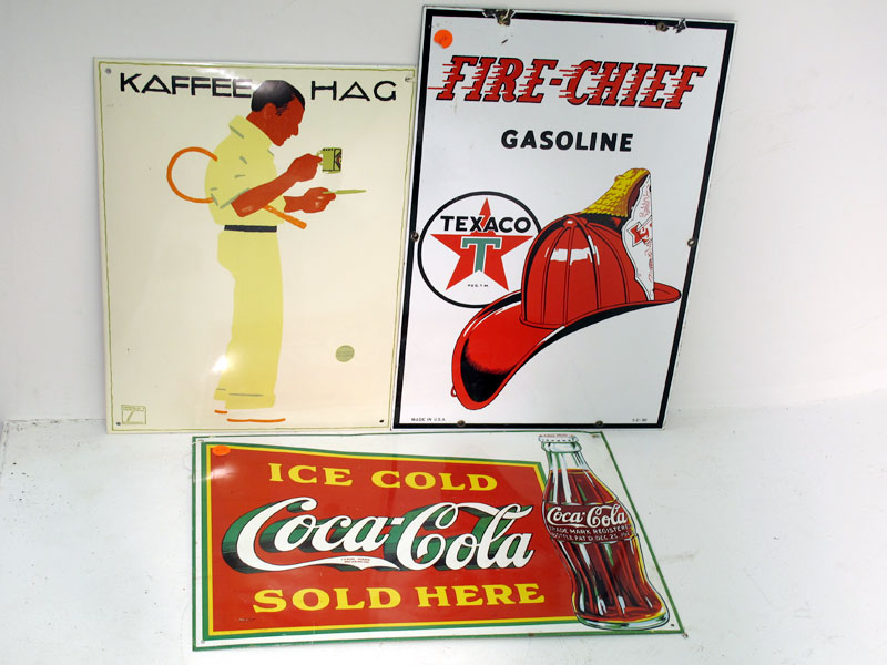 Lot 104 - Three Reproduction Enamel Signs