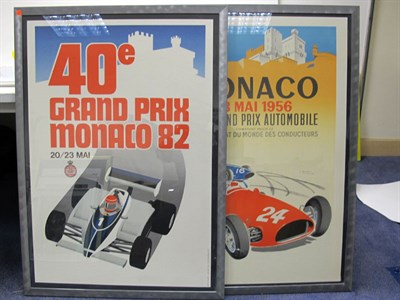 Lot 162 - Two Reproduction Monaco GP Advertising Posters for 1956 and 1982