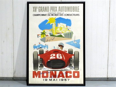 Lot 231 - An Advertising Poster Showing the 1957 Monaco Grand Prix