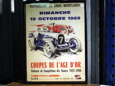 Lot 297 - 1969 Montlhery 'Coupes de L'age d'or' Poster