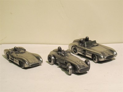 Lot 374 - Three Mercedes-Benz Pewter Models