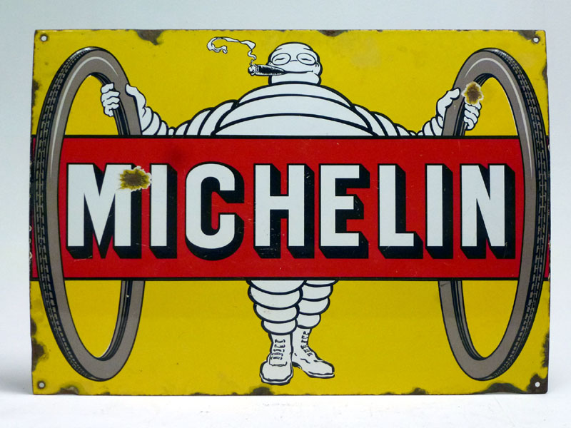Lot 26 - Rare 'Michelin Tyres' Enamel Sign