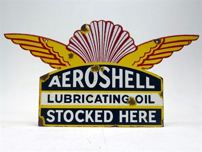 Lot 183 - 'Aeroshell Lubricating Oil' Winged Enamel Sign