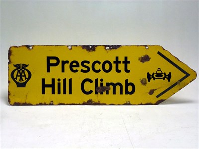 Lot 145 - A 'Prescott Hill Climb' Enamel AA Road Sign