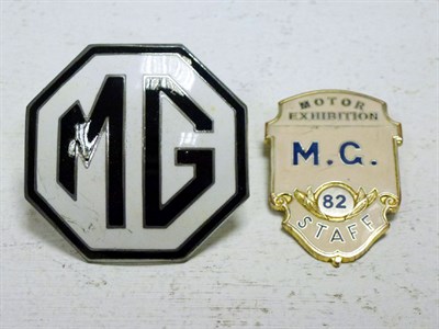 Lot 204 - An 'MG' Motor Exhibition Staff Badge