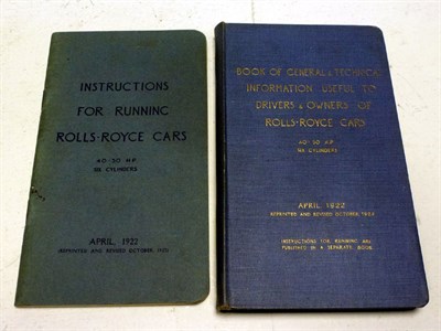 Lot 242 - 1922/23 Rolls-Royce 40-50 h.p. Silver Ghost Book of General & Technical Information