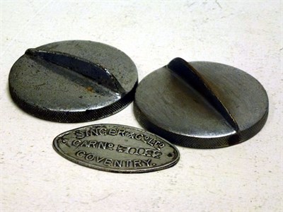 Lot 307 - Two Singer Radiator Caps